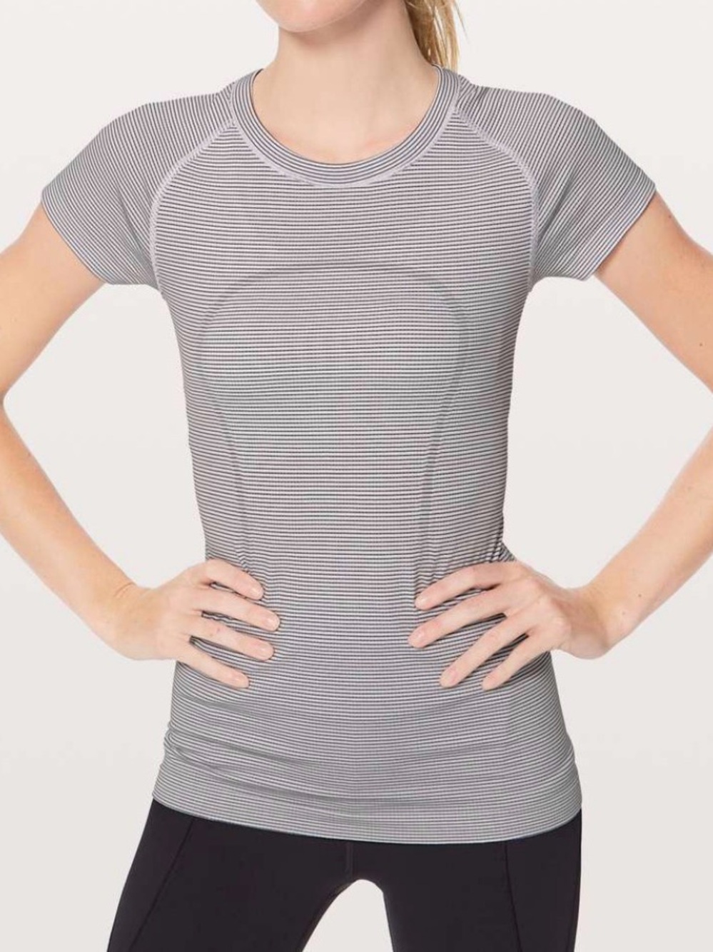 lululemon athletica Grey Microstripe Short-Sleeve Performance Tee